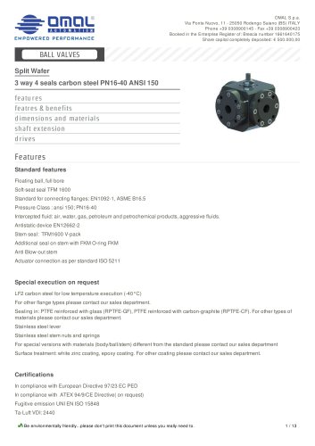 3 way 4 seals carbon steel PN16-40 ANSI 150