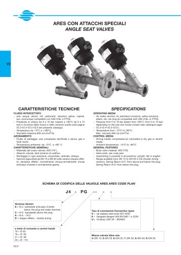 Ares angle seat valve with special connections