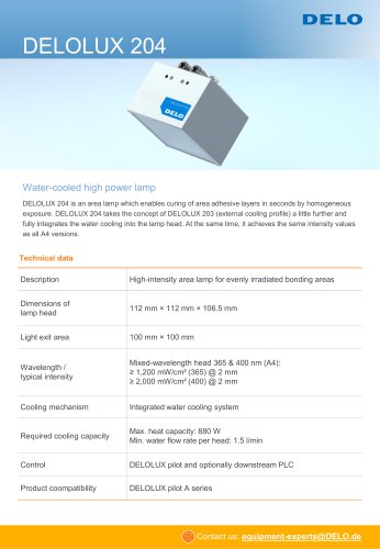 Technical data DELOLUX 204