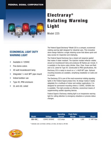 225 Electraray® Rotating Warning Light