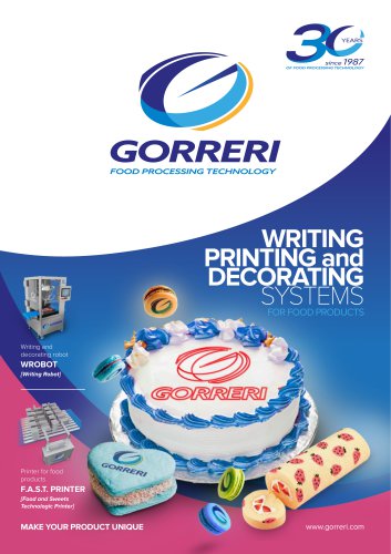 WRITING PRINTING and DECORATING SYSTEMS FOR FOOD PRODUCTS