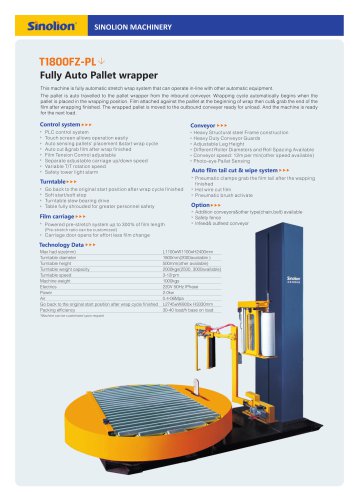 Sinolion Fully Auto Pallet wrapper  T1800FZ-PL
