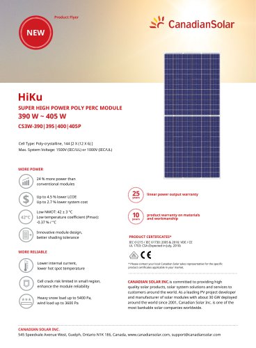 HiKu CS3W-390|395|400|405P